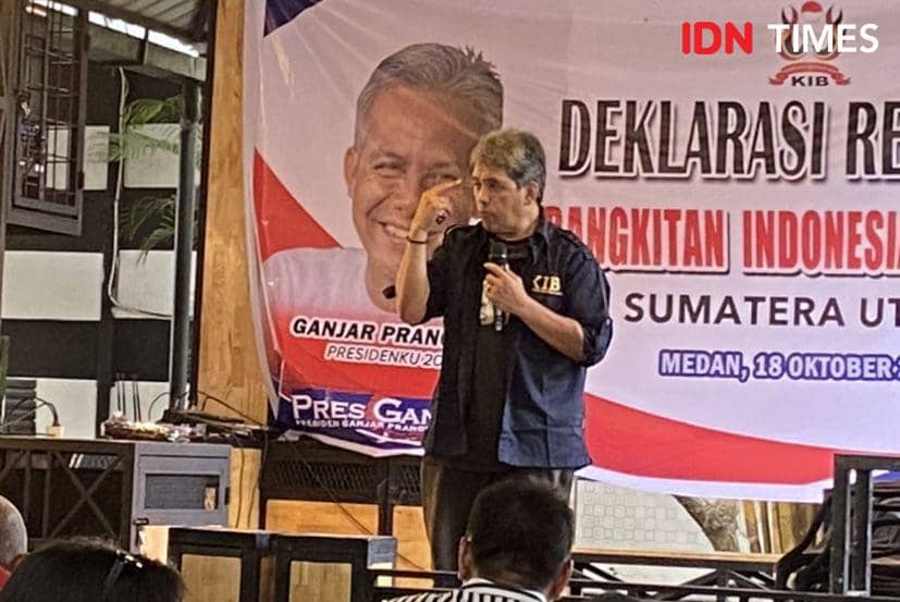 Relawan yang tergabung dalam Kebangkitan Indonesia Baru/KIB Sumut menggelar deklarasi (IDN Times/Indah Permata Sari)