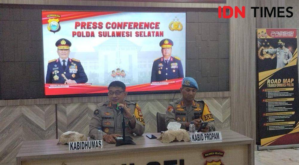 Polda Sulsel merilis kasus dugaan polisi memperkosa seorang perempuan secara berulang, Rabu (18/10/2023). IDN Times/Dahrul Amri Lobubun
