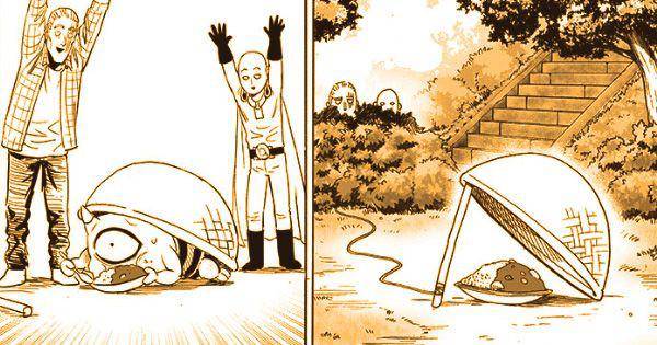 King dan Saitama berhasil menangkap Manako ( Dok. tonarioyj.jp/One Punch Man )