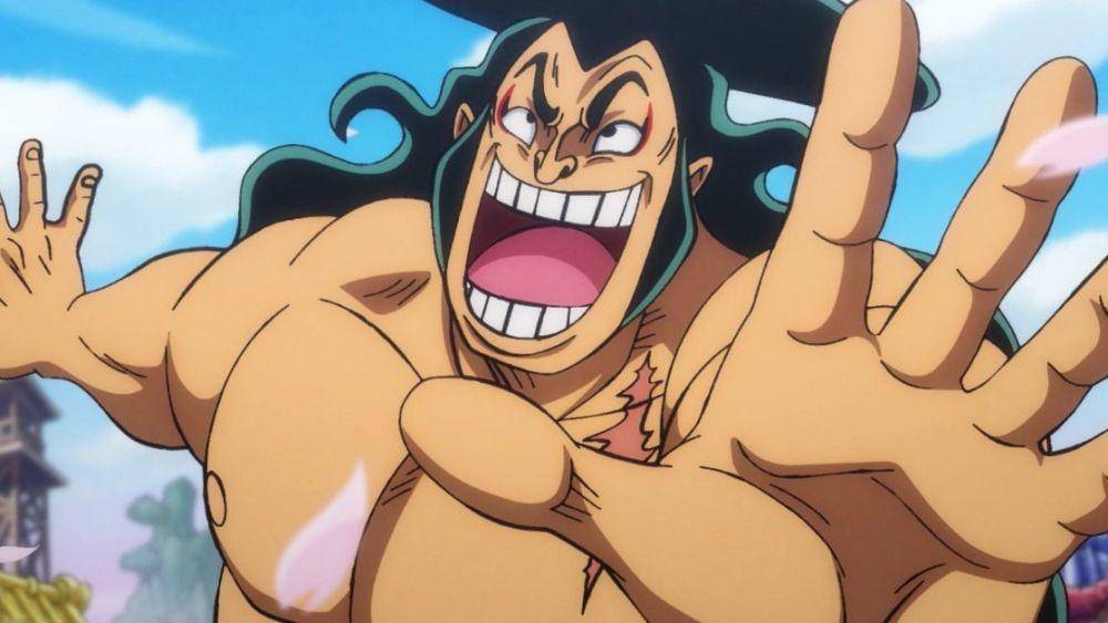 Oden menari telanjang di Ibu Kota Bunga. (dok. Toei Animation/One Piece)