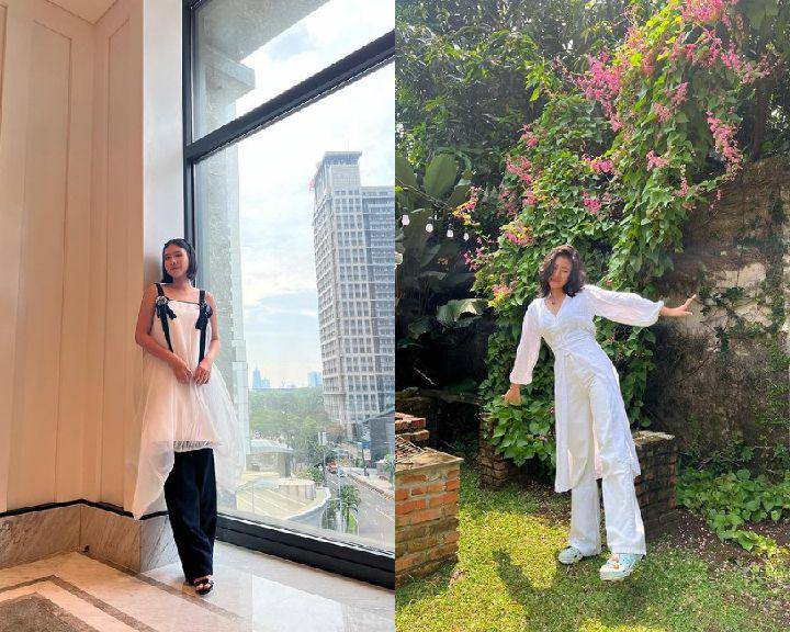 ide outfit pakai atasan putih ala Shenina Cinnamon (instagram.com/shenacinnamon)