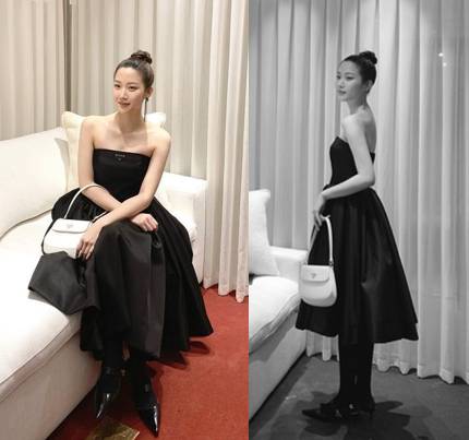 gaya Moon Ga Young dengan dress hitam (instagram.com/m_kayoung)