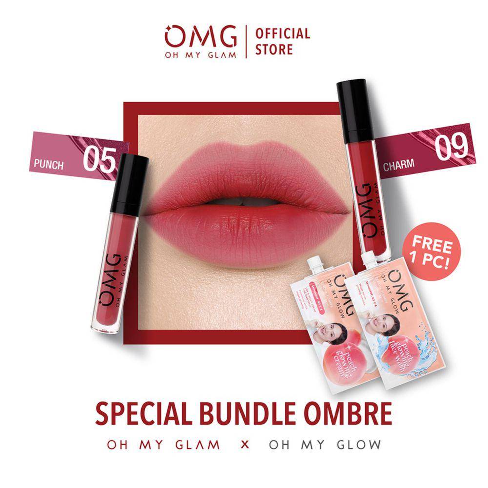 OMG OH MY GLAM Matte Kiss Lip Cream Pinky Ombre - 5 Punch & 9 Charm. (dok. Shopee/OMG Beauty Official Shop)