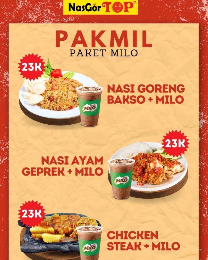 Daftar menu. (Instagram.com/nasigorengtopkedirimall)