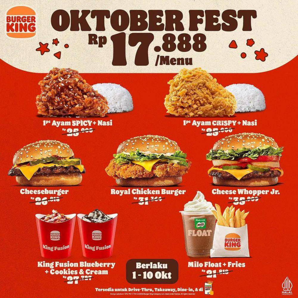 Daftar menu. (Instagram.com/burgerkingkedirimall)