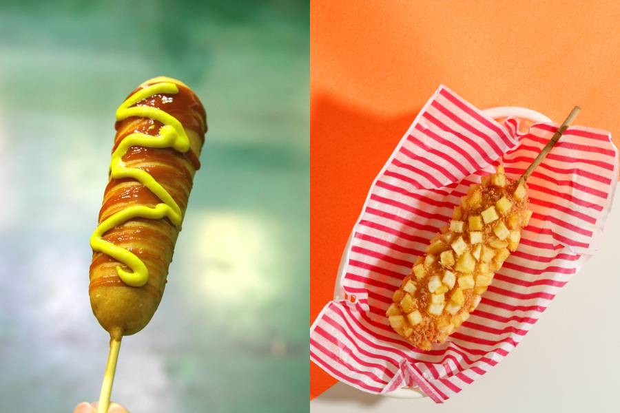 Corn dog ala Amerika (pixabay.com/chris7533) | Corn dog ala Korea (canva.com/Ika Rahma)