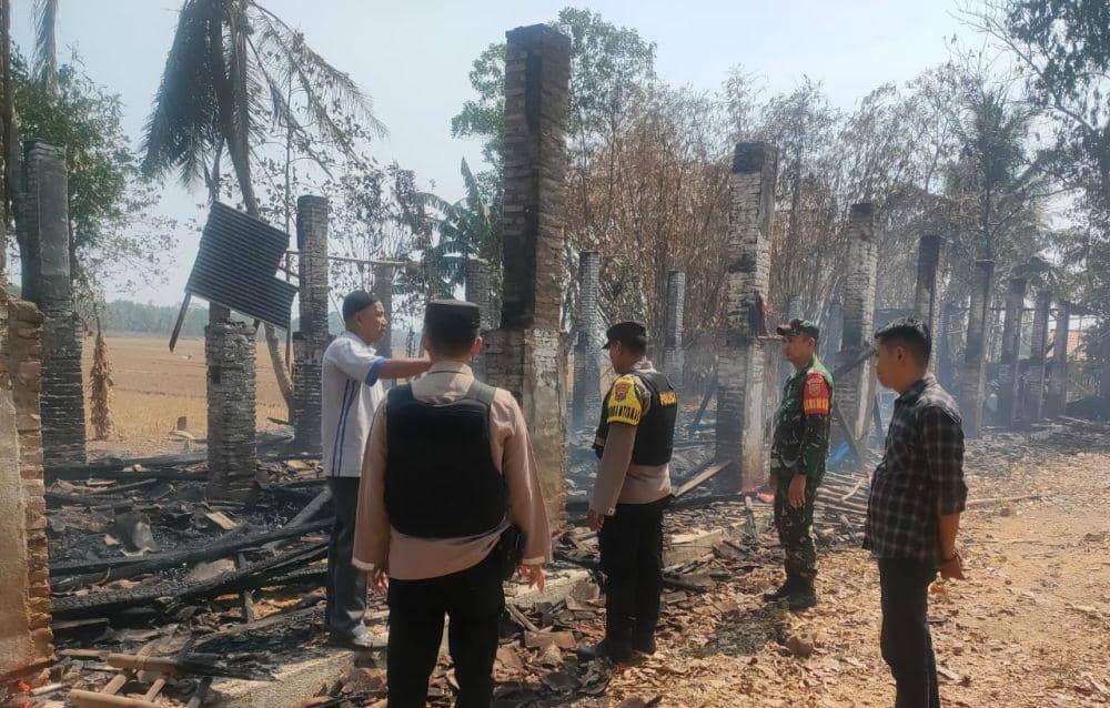 Kandang ayam di Pekon Pandansari Selatan, Kecamatan Sukoharjo, Kabupaten Pringsewu ludes terbakar, Minggu (22/10/2023). (Dok. Polres Pringsewu).