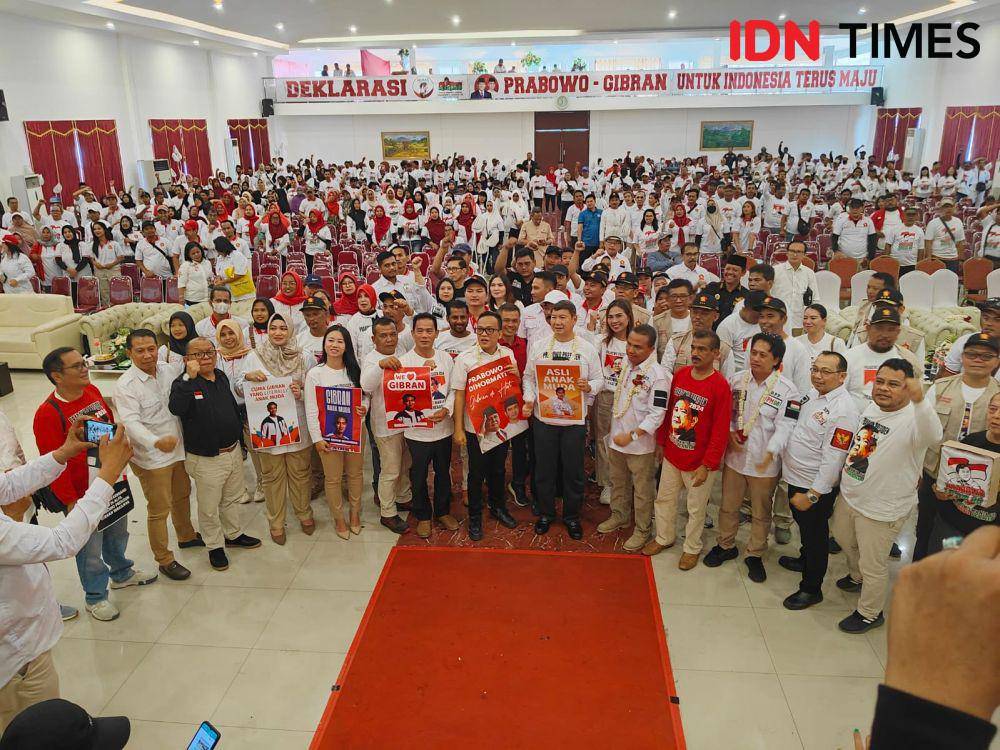 Prabowo Mania 08 deklarasi Gibran sebagai Cawapres 2024. (IDN Times/Imam Faishal)