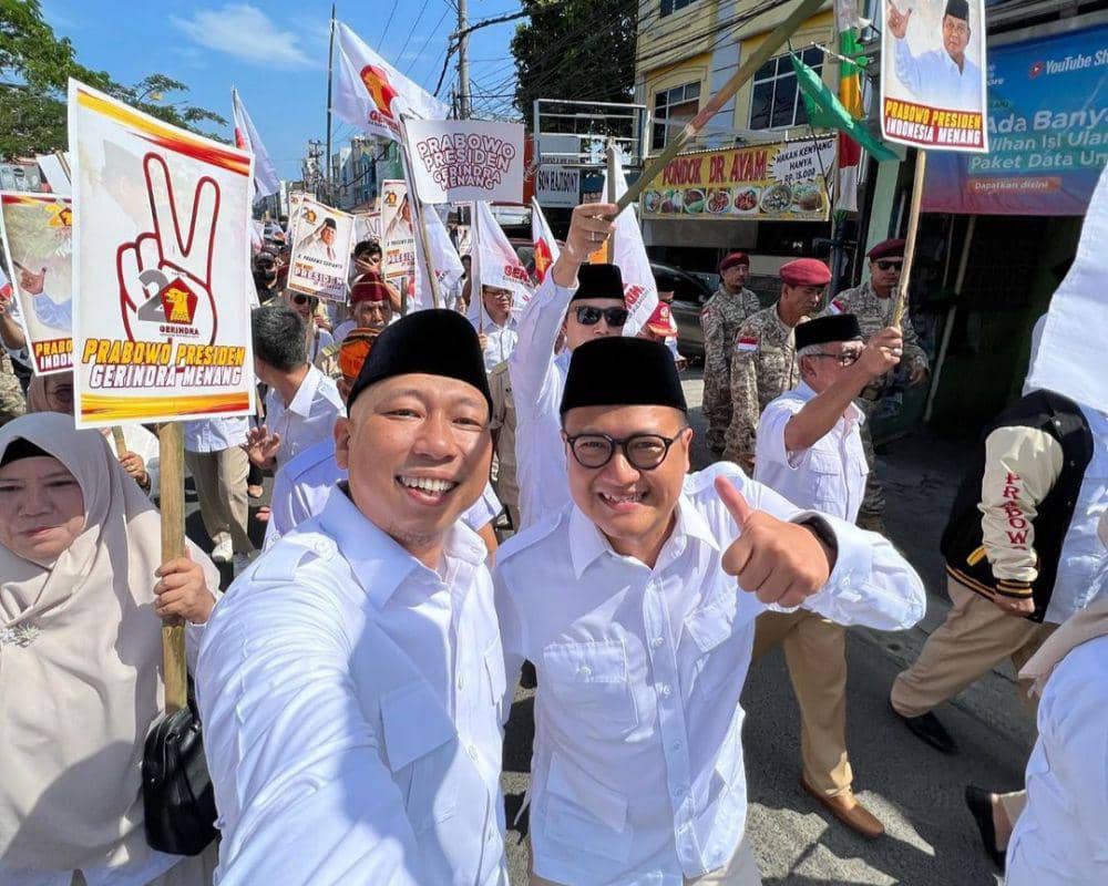 Ketua Rahmat Mirzani Djausal dan Sekretaris DPD Partai Gerindra Lampung Ahmad Giri Akbar. (Instagram/Mirzano).