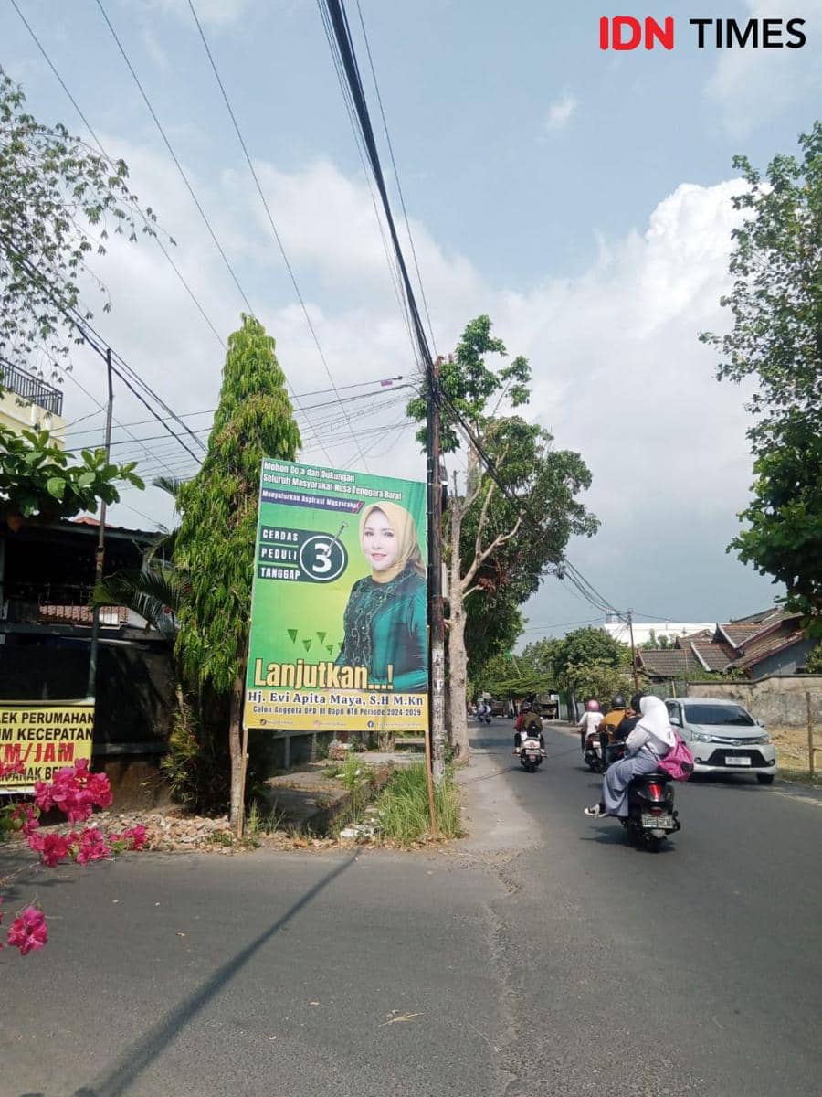 Baliho balon DPD RI Dapil NTB Evi Apita Maya. (IDN Times/Muhammad Nasir)