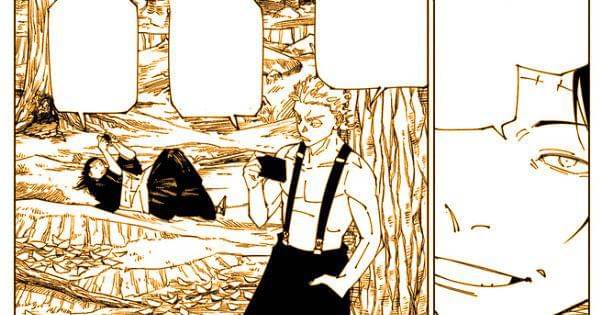 Kenjaku dan Hazenoki melihat hasil duel Gojo-Sukuna ( Dok. Shueisha / Jujutsu Kaisen )