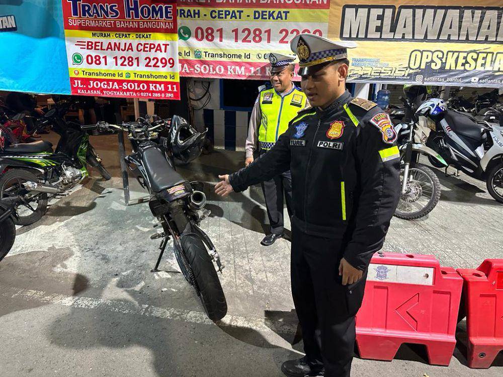 Razia sepeda motor dengan knalpot brong.(Dok.Polres Bantul)