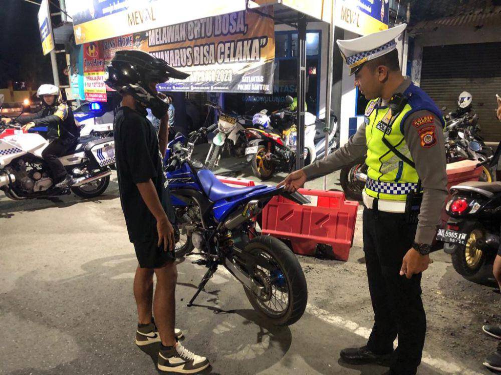 Razia sepeda motor dengan knalpot brong.(Dok.Polres Bantul)