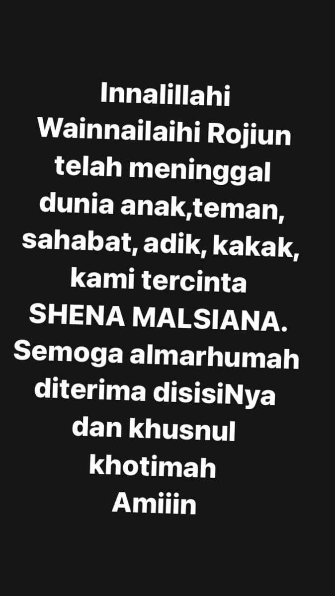 unggahan terakhir Shena Malsiana (instagram.com/shenamalsiana)