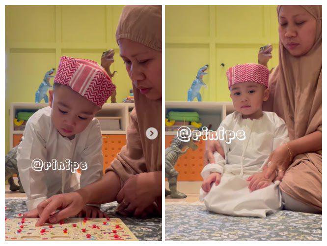 11 Momen Rayyanza Belajar Shalat dan Ngaji, Sus Rini Sabar Banget!