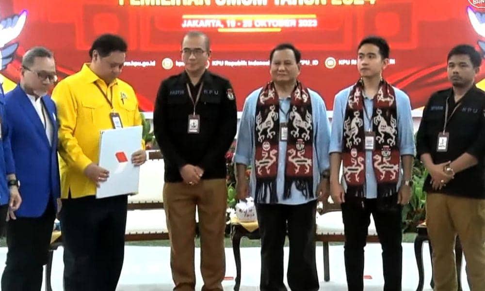 Prabowo-Gibran Resmi Daftar Jadi Capres dan Cawapres ke KPU pada Rabu (25/10/2023). (YouTube.com/KPU RI)