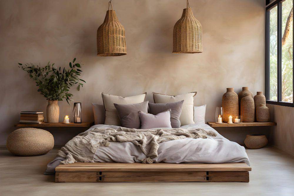 ilustrasi desain kamar tidur estetik bergaya bohemian (freepik.com/vector_corp)