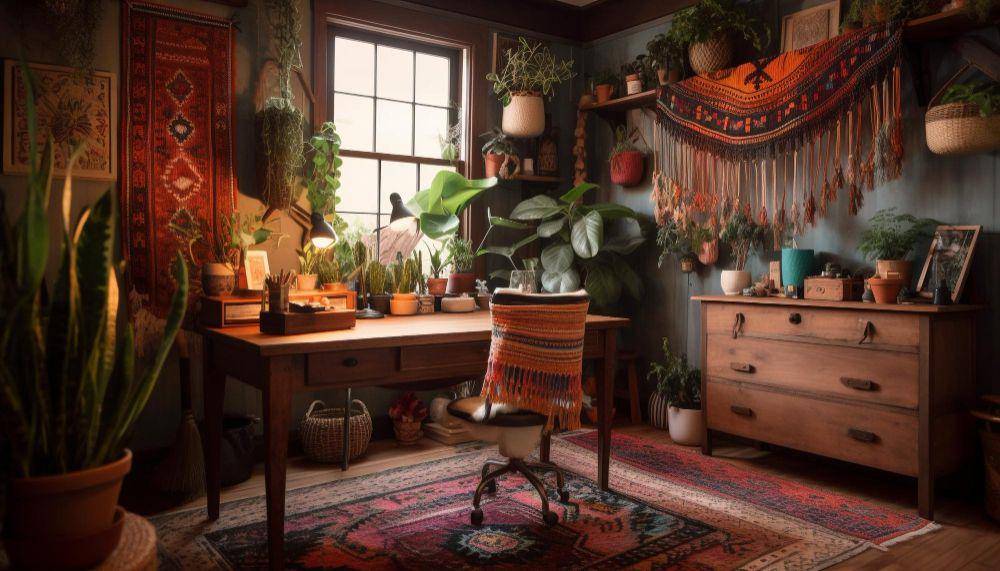 ilustrasi ruang kerja bohemian (freepik.com/vecstock)