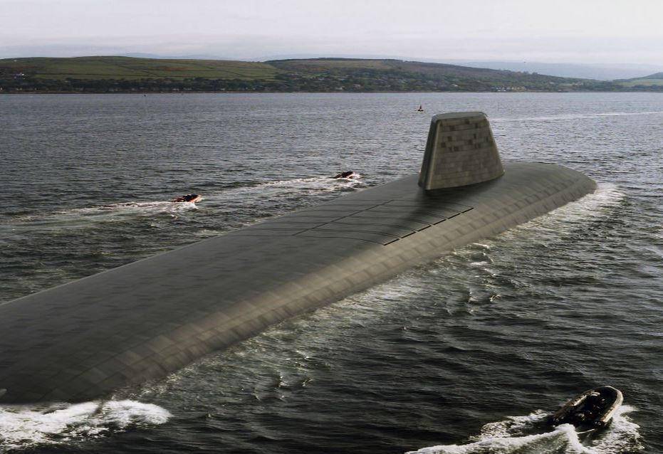 gambar rendering kapal selam Dreadnought class yang akan menggantikan Vanguard class di masa depan (commons.wikimedia.org/Royal Navy)