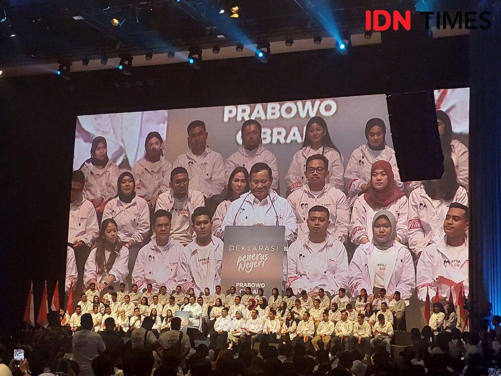 Bakal capres dari KIM, Prabowo Subianto di Djakarta Theater pada 28 Oktober 2023. (IDN Times/Santi Dewi)
