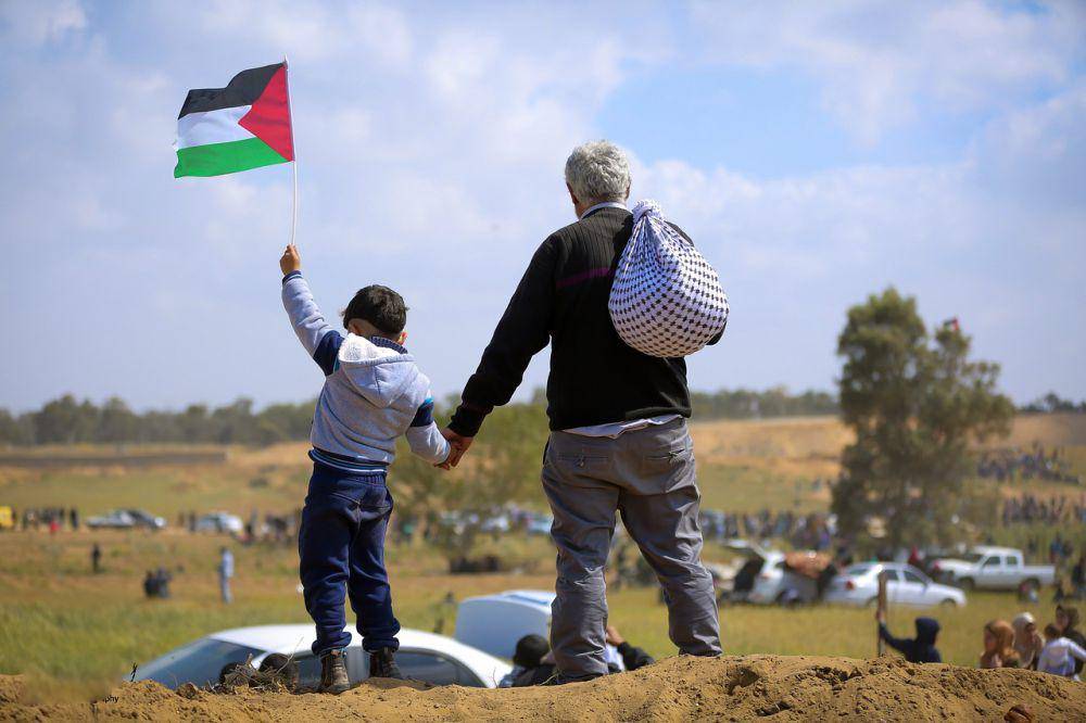 Ilustrasi anak kecil mengibarkan Bendera Palestina (pixabay.com/hosnysalah)