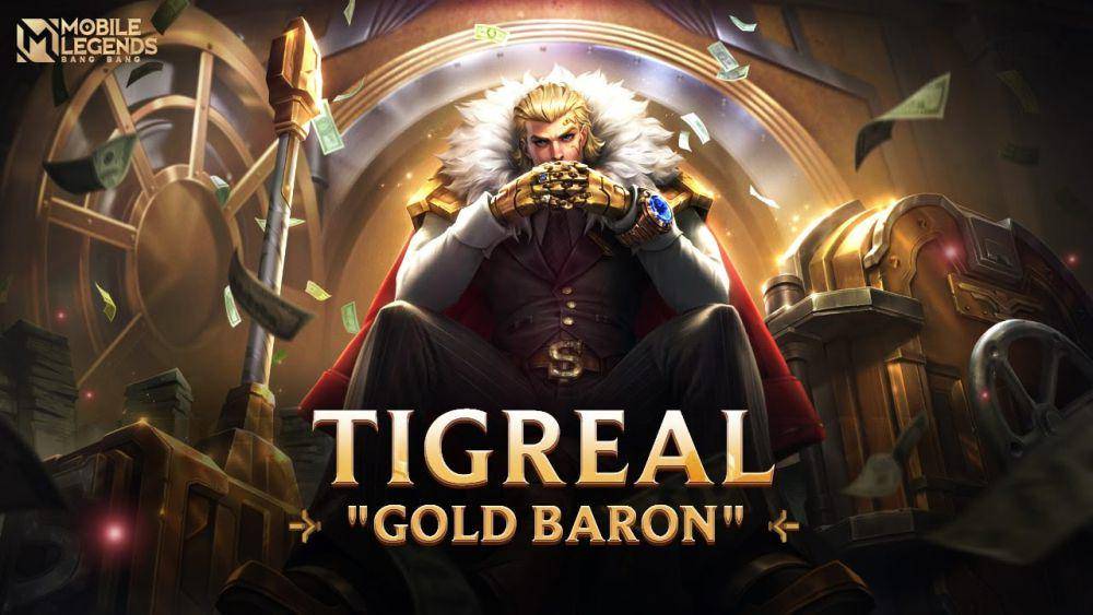tampilan skin Tigreal Gold Baron (dok. Moonton/Mobile Legends)