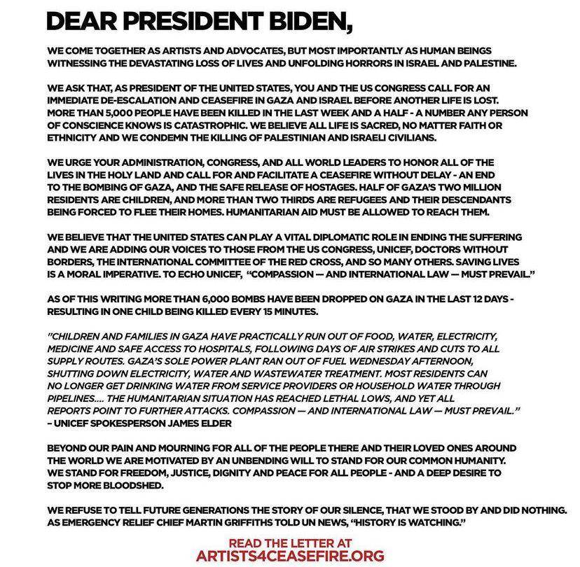 surat terbuka untuk Presiden Joe Biden (Instagram.com/bellahadid)