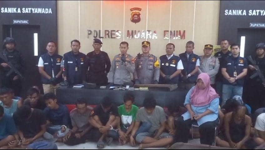 Para Tersangka penambang ilegal di Muara Enim diamankan di Polda Sumsel (Dok: istimewa)