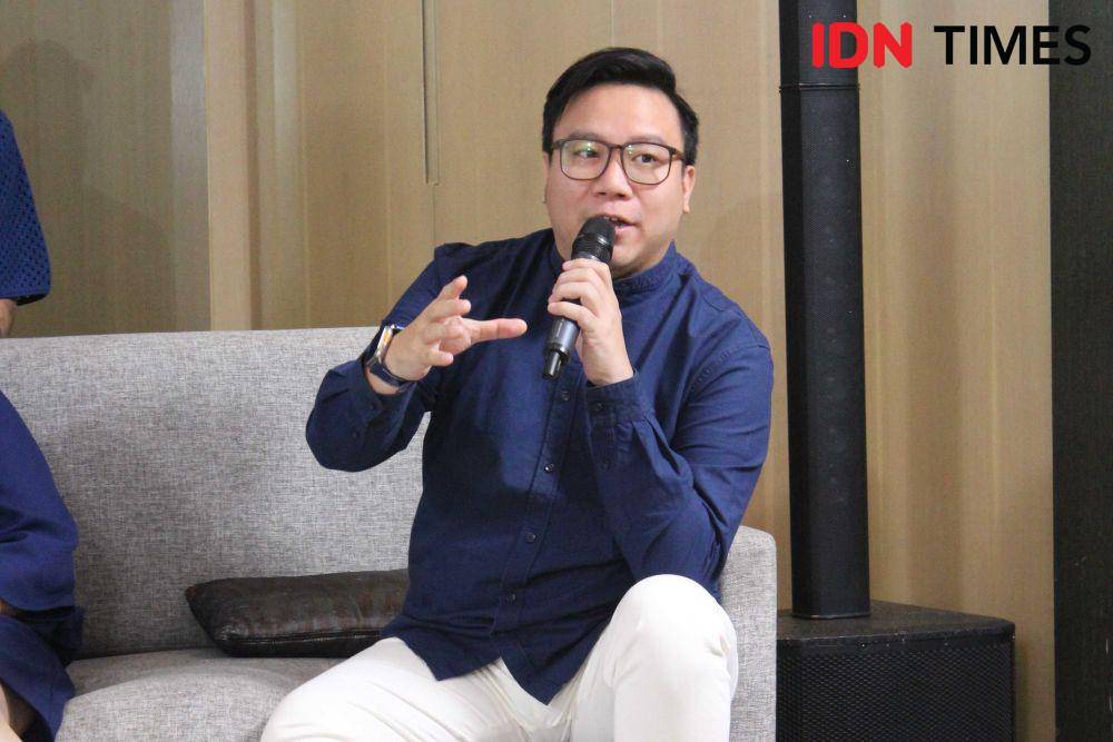 Patrick Effendi di konferesi pers Comedy Island yang digelar pada Senin (30/10/2023). (IDN Times/Ines Suseno)
