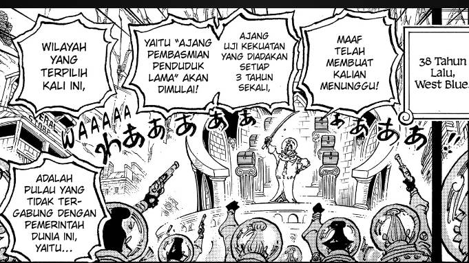Bangsawan Dunia memulai Ajang Pembasmian Penduduk Lama. (dok. Shueisha/One Piece)
