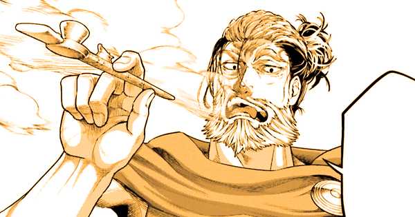 Leonidas merokok semasa hidupnya ( Dok. Comic Zenon / Record of Ragnarok )