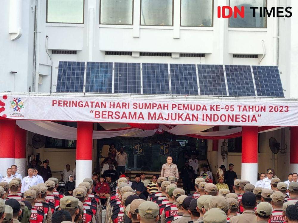 Pemkot Surabaya saat apel kesiapan pemberantasan praktik prostitusi, Rabu (1/11/2023). (IDN Times/Khusnul Hasana)