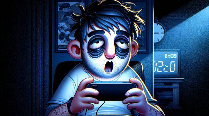 ilustrasi orang menggunakan HP sepanjang hari (dok. chat.openai.com)