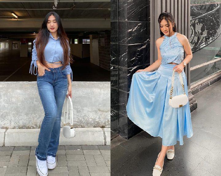 10 Ide Outfit Nuansa Biru ala Seses Rapunzel yang Super Catchy