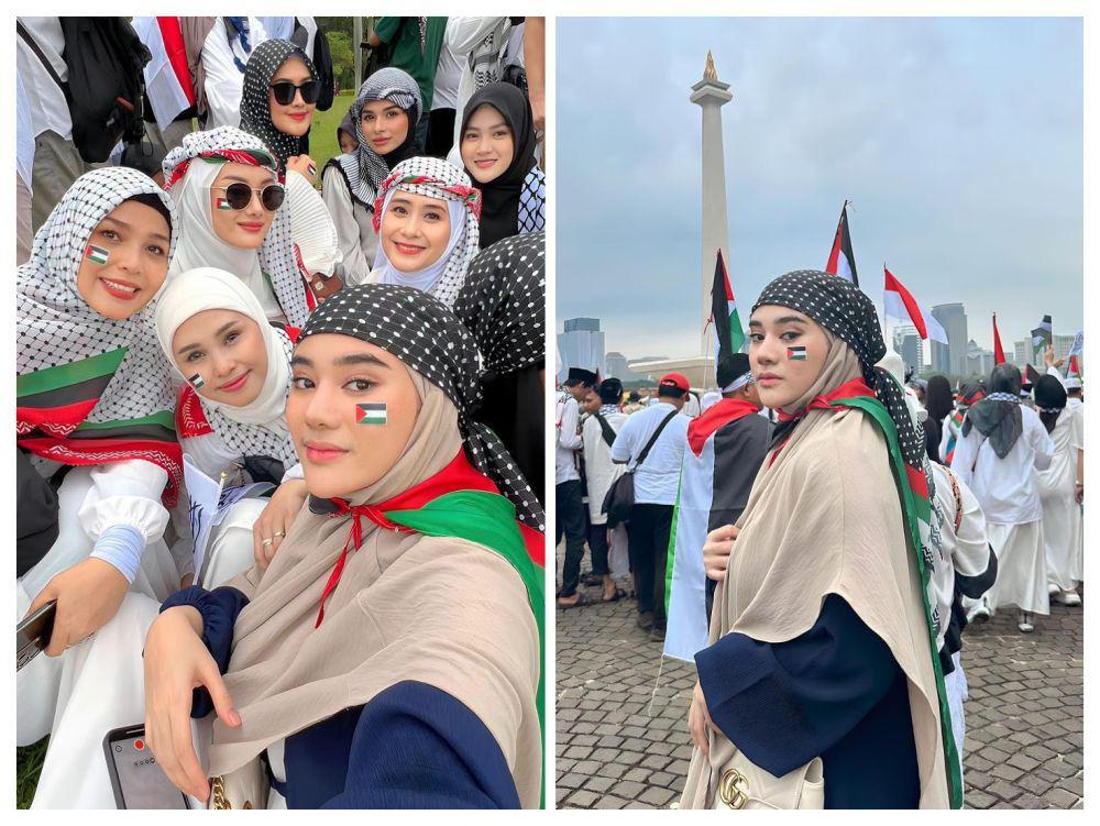 Usai Mualaf, 8 Potret Clara Shinta Ikut Aksi Bela Palestina di Monas