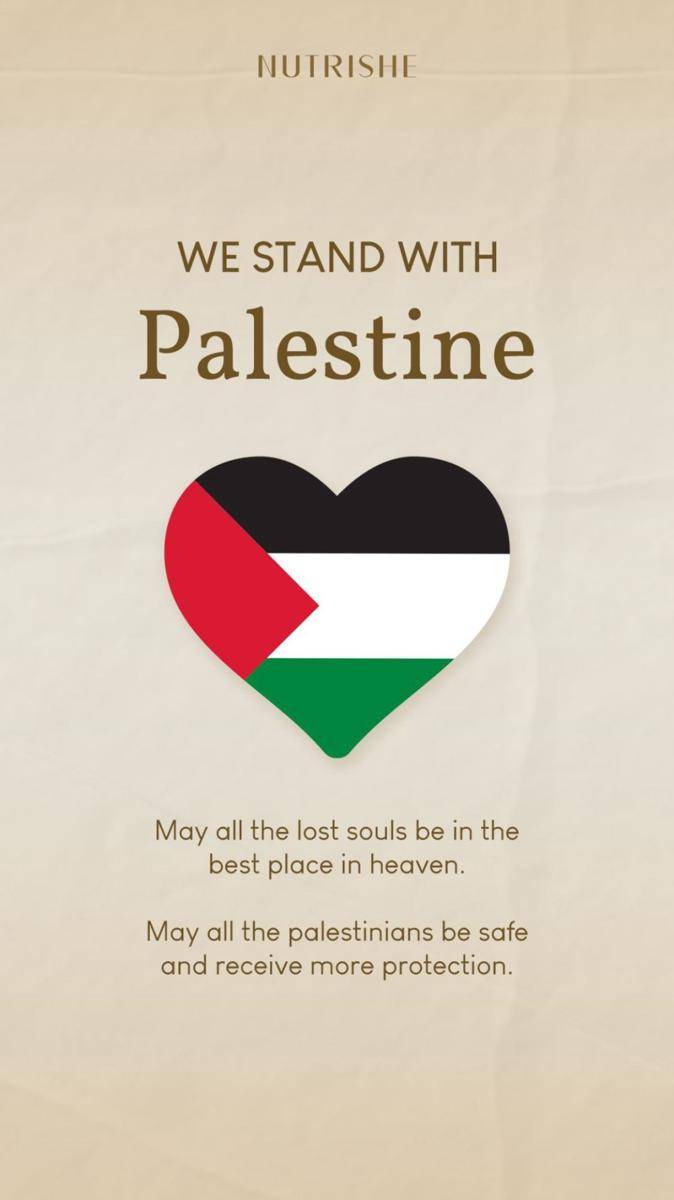 Nutrishe mendukung Palestina. (instagram.com/nutrisheofficial)