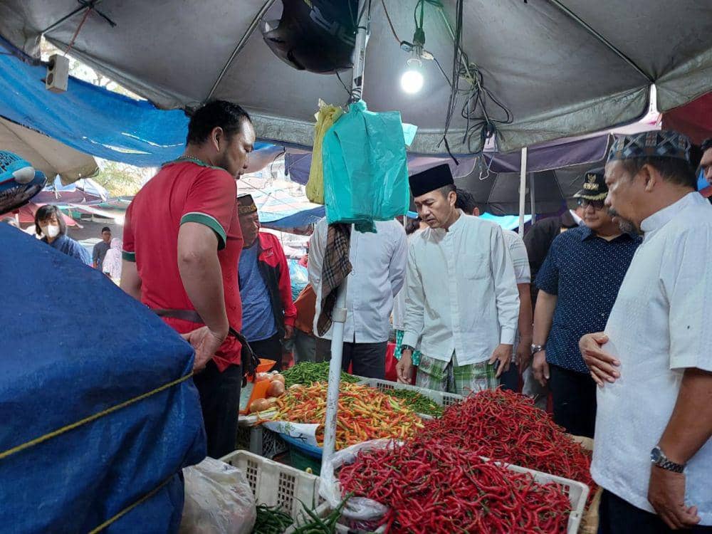 PJ Wako Palembang Ratu Dewa tinjau harga pangan di pasar tradisional (IDN Times/Dok. Kominfo Palembang)