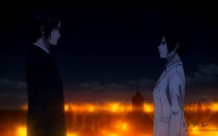 Eren bertanya mengenai statusnya ke Mikasa (Dok. MAPPA/Attack on Titan Final Season)
