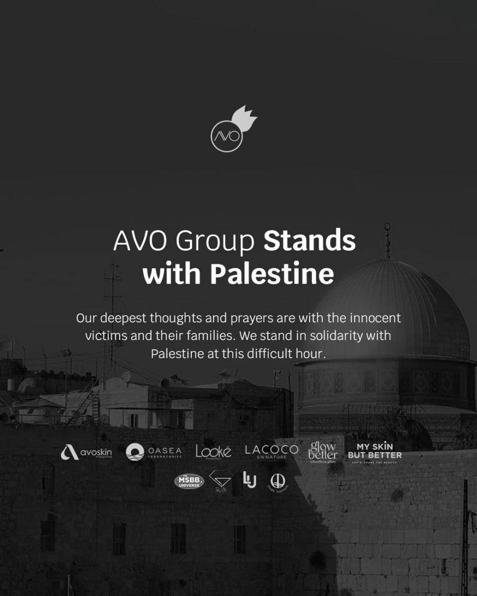 Avoskin mendukung Palestina. (instagram.com/theavolife)