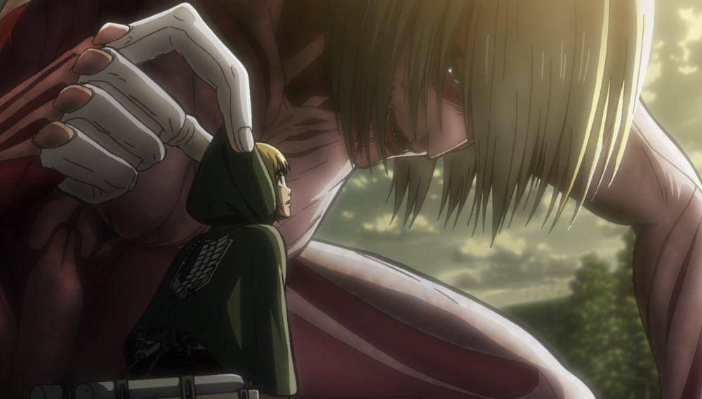 Female Titan tidak membunuh Armin (Dok. Wit Studio/Attack on Titan)