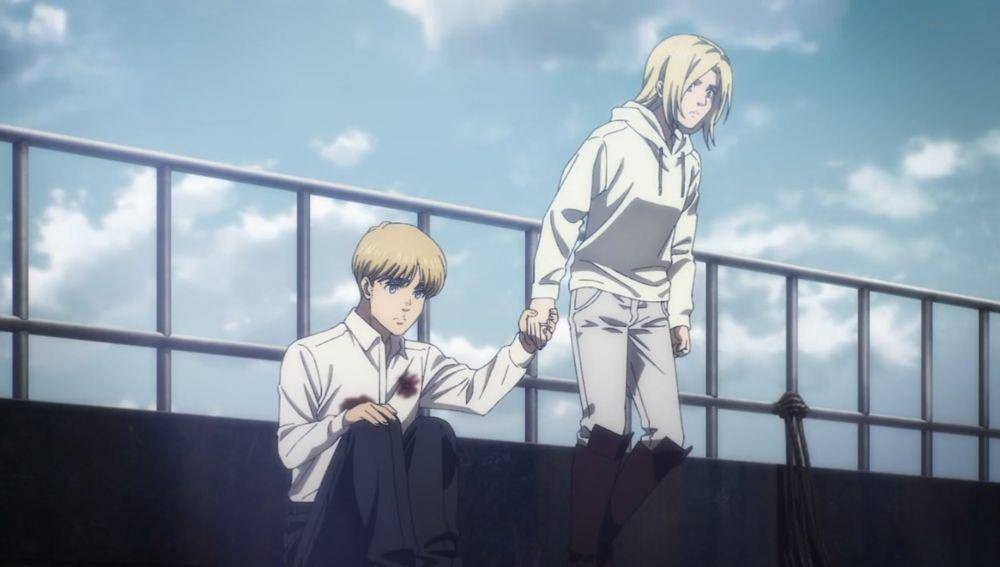 Armin mencegah Annie pergi (Dok. MAPPA/Attack on Titan)