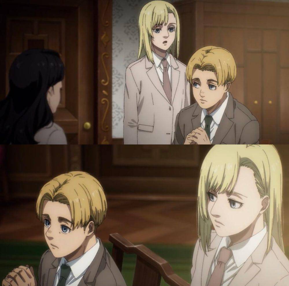 Armin dan Annie dalam perjalanan ke Pulau Paradis (Dok. MAPPA/Attack on Titan)