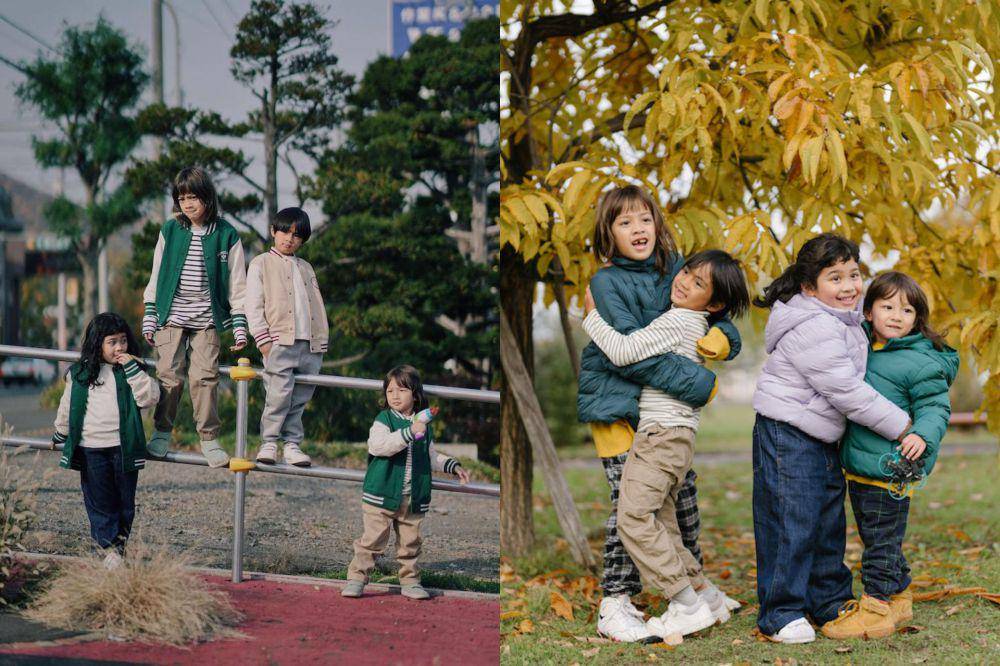 kolase potret Bjorka, Mars, Sekala, dan Kalea kenakan koleksi KIDS Jaket Sweat Stadium UNIQLO di Jepang (dok. UNIQLO)