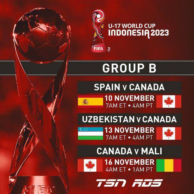 Kanada berada di grup B babak penyisihan Piala Dunia U-17 2023 Indonesia (Twitter.com/CanadaSoccerEN)