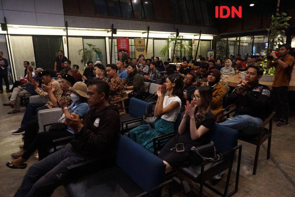 Diskusi dengan tajuk 'Berlari Merayakan Nasionalisme', di Sinergi Co Working Space, Demangan, Caturtunggal, Depok, Jumat (10/11/2023). (IDN Times/Herlambang Jati Kusumo)