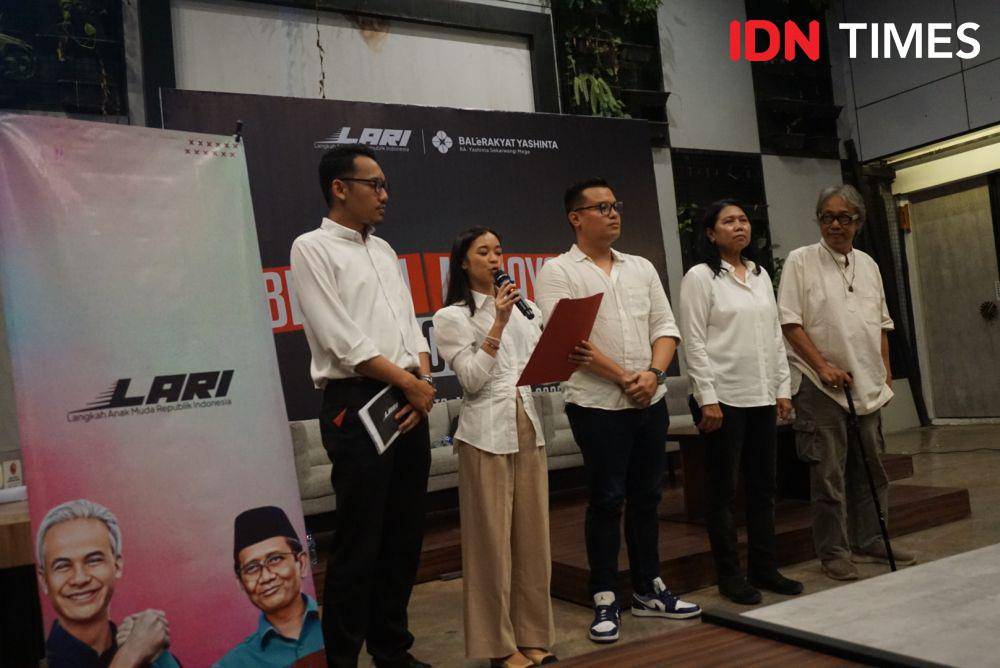 Diskusi dengan tajuk 'Berlari Merayakan Nasionalisme', di Sinergi Co Working Space, Demangan, Caturtunggal, Depok, Jumat (10/11/2023). (IDN Times/Herlambang Jati Kusumo)