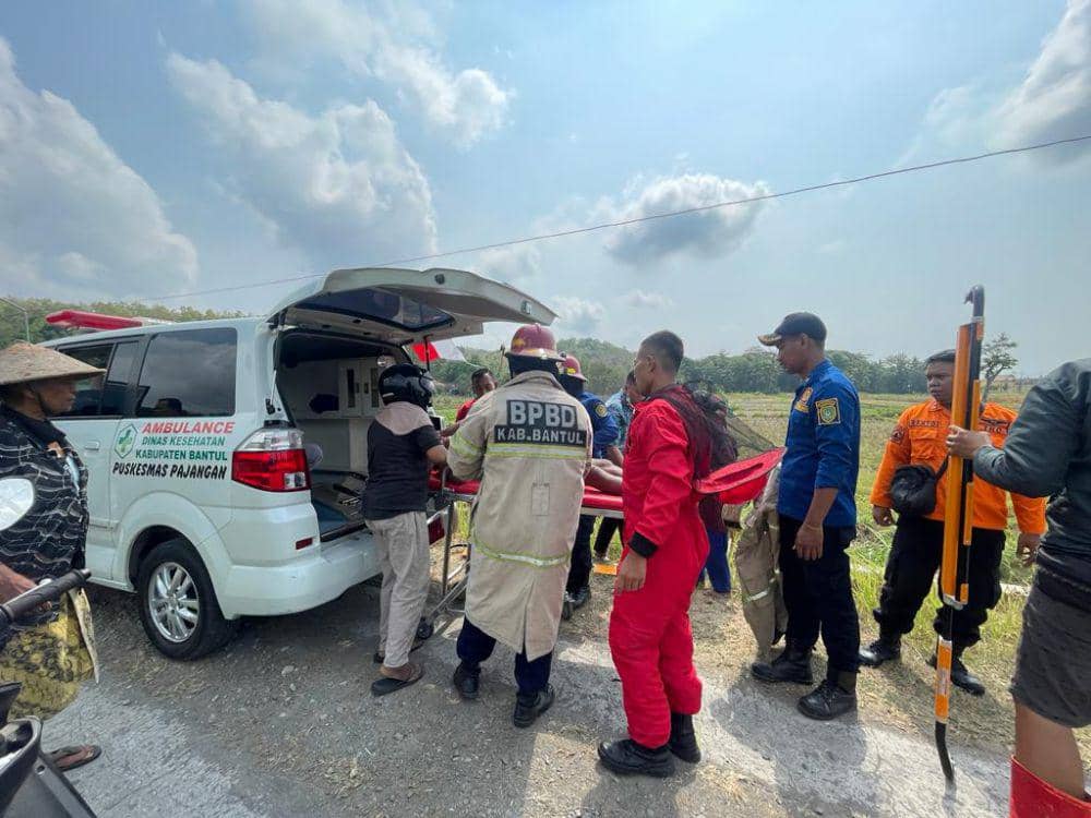Evakuasi korban disengat kawanan lebah hutan. (Dok. BPBD Bantul)