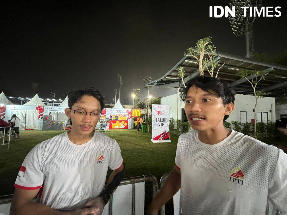 Atlet panjat tebing putra Indonesia, Ravianto Ramadhan dan Raviandi Ramadhan di Asian Qualifier 2023 (IDN Times/Margith Juita Damanik)