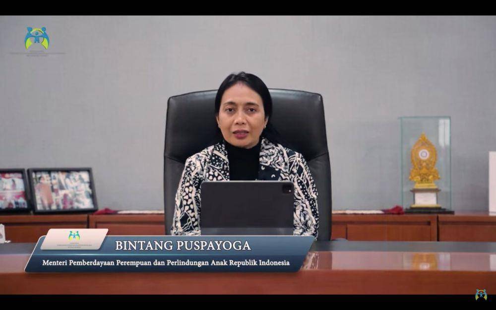 Menteri Pemberdayaan Perempuan dan Perlindungan Anak (PPPA) Bintang Puspayoga dalam Konferensi Pers Merayakan Perempuan (Kick Off Peringatan Hari Ibu ke-95, Jumat (10/11/2023) (Dok. KemenPPPA)