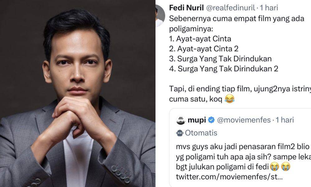 reaksi kocak Fedi Nuril tanggapi stereotipe peran poligami yang melekat padanya (x.com/realfedinuril)